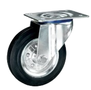 KOŁO OBROTOWE 125 MM, GUMA PEŁNA, RDZEŃ STALOWY, MOCOWANIE NA PŁYTKĘ, ŁOŻYSKO WAŁECZKOWE