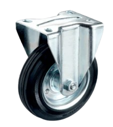 KOŁO STAŁE, 125 MM, GUMA PEŁNA, RDZEŃ STALOWY, MOCOWANIE NA PŁYTKĘ, ŁOŻYSKO WAŁECZKOWE